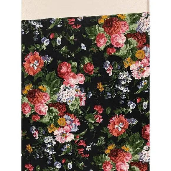 Ralph Lauren Floral & Black RARE Isadora Cossette King Ruffle Sheet 100” x 104” - Picture 7 of 8